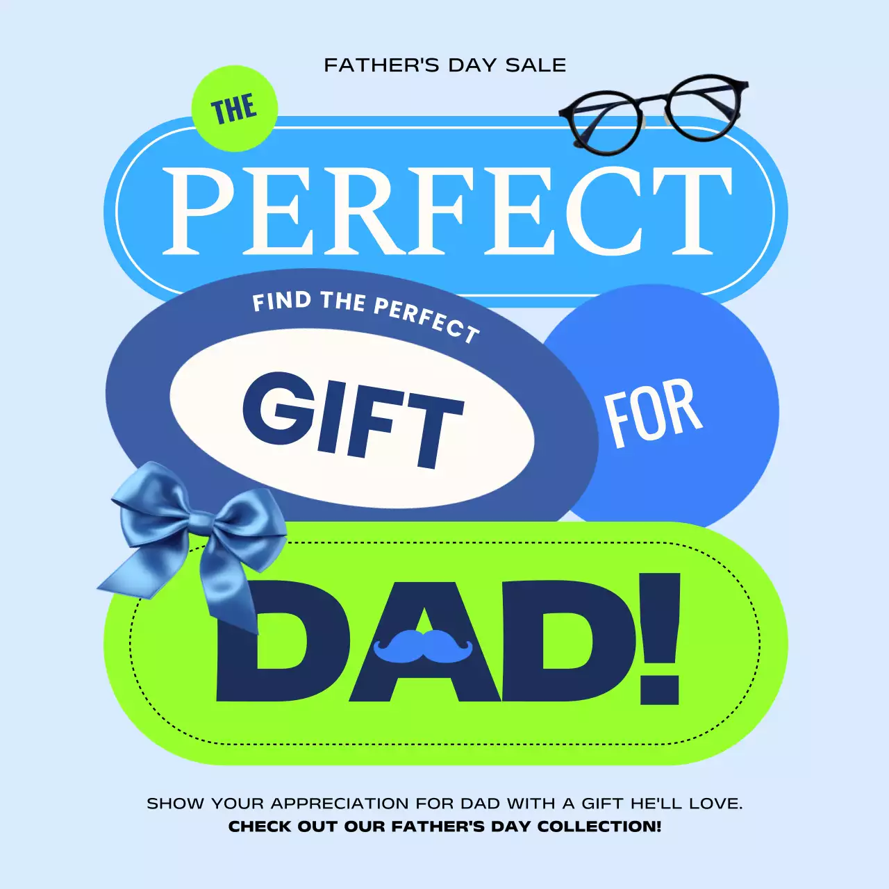 Blue Trendy Father's Day Promotion Social Media Post