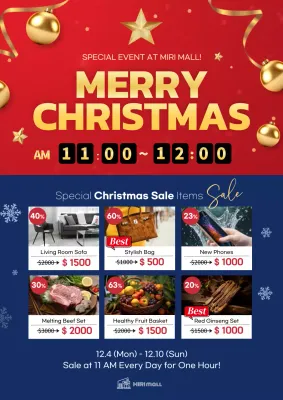 Red Festive Christmas Sale Promotion Poster