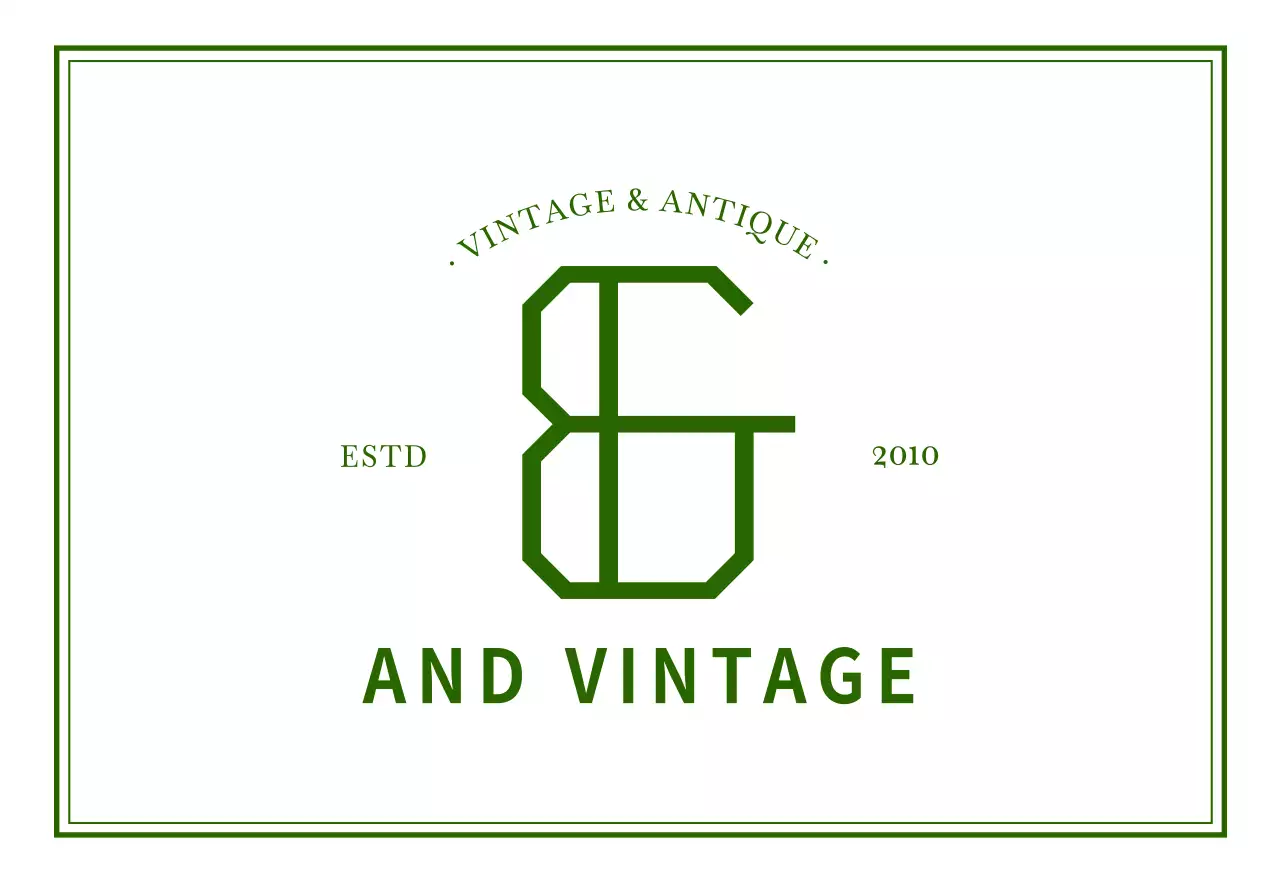 アイボリー色のテキストで構成されたクラシックな印象のヴィンテージアンティークショップの文字板