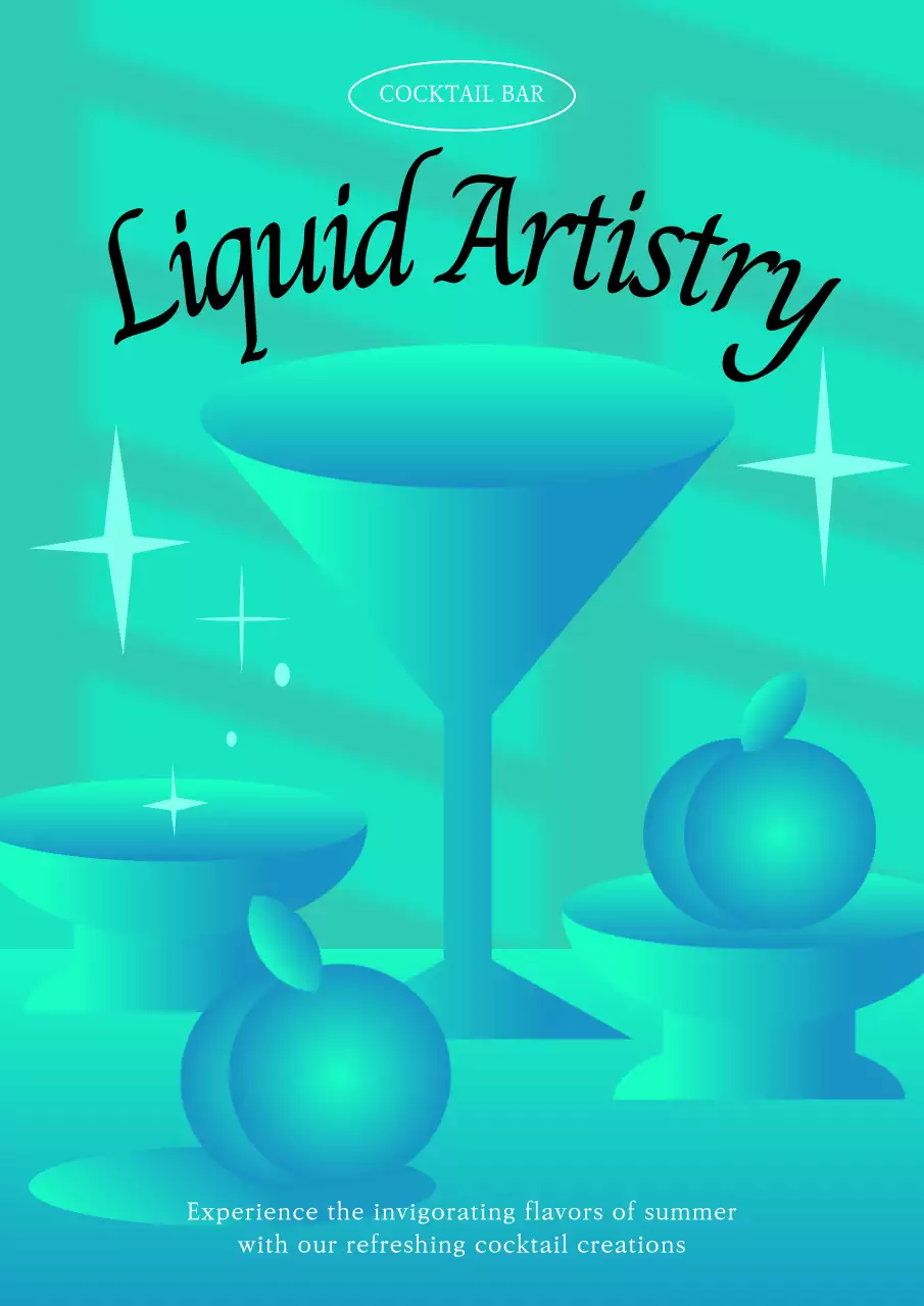 Teal Modern Cocktail Promotion Poster