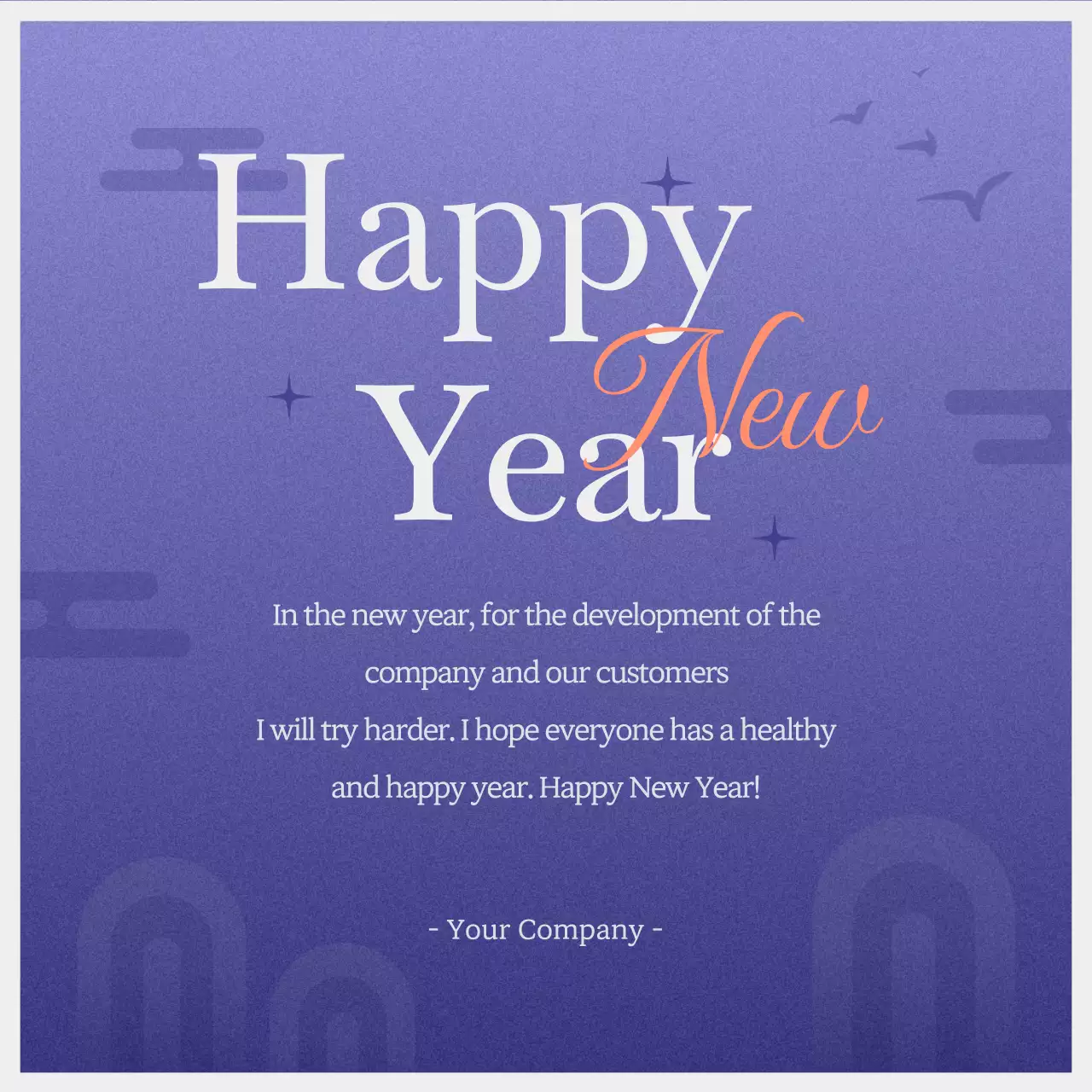 보라색 심플한 새해 카드 소셜 미디어 게시물