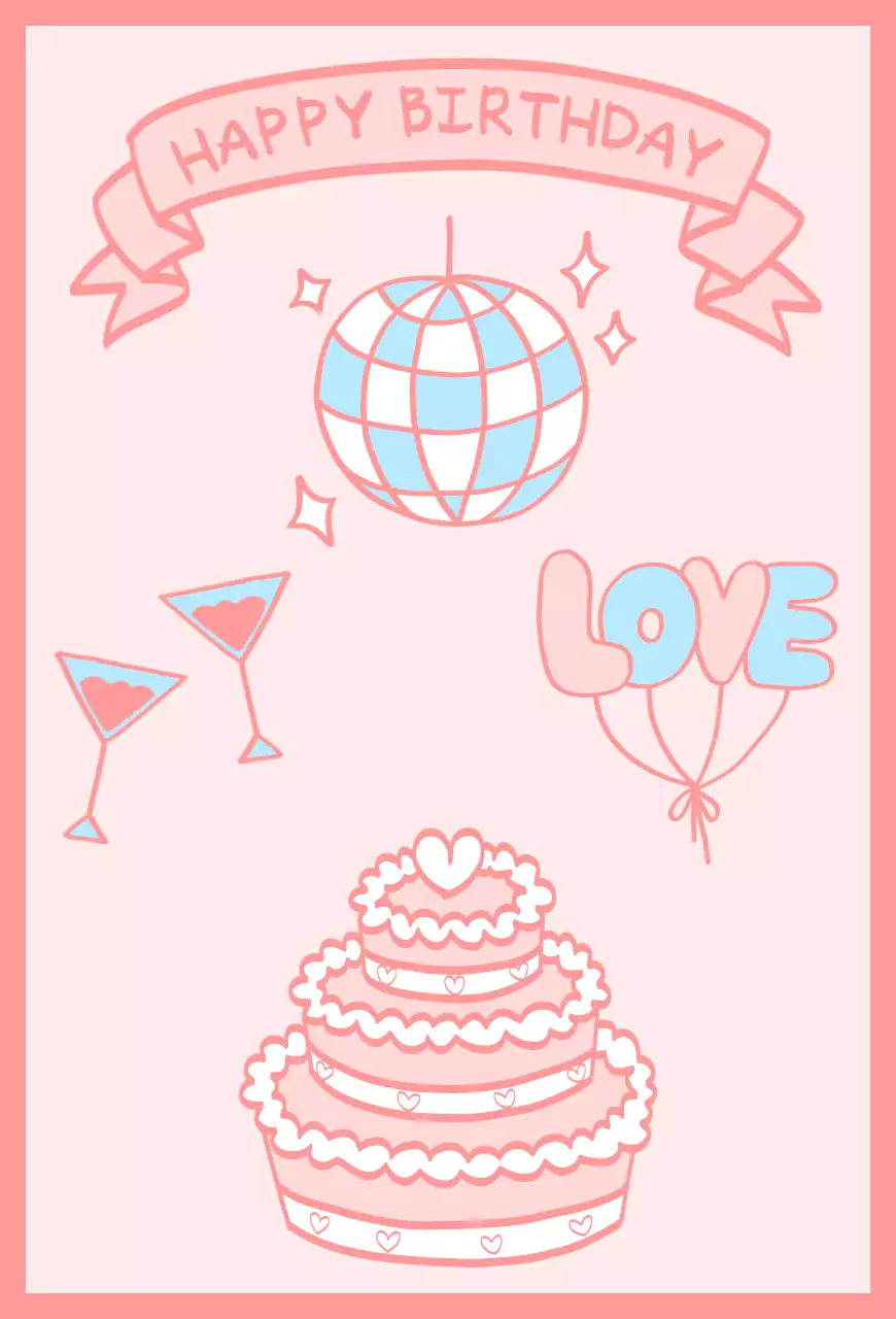 핑크 아기자기한 생일 축제