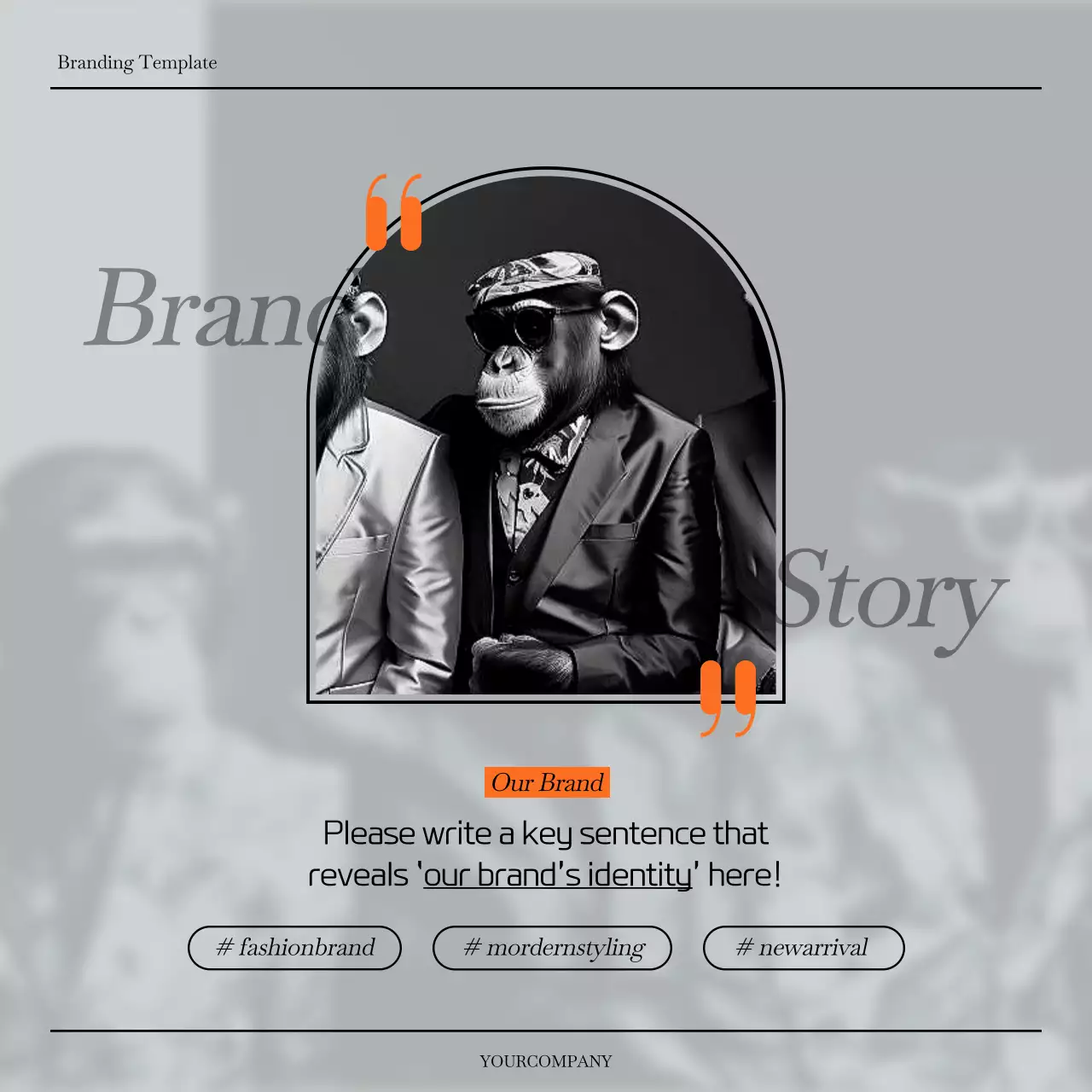 A simple gray and orange brand brief