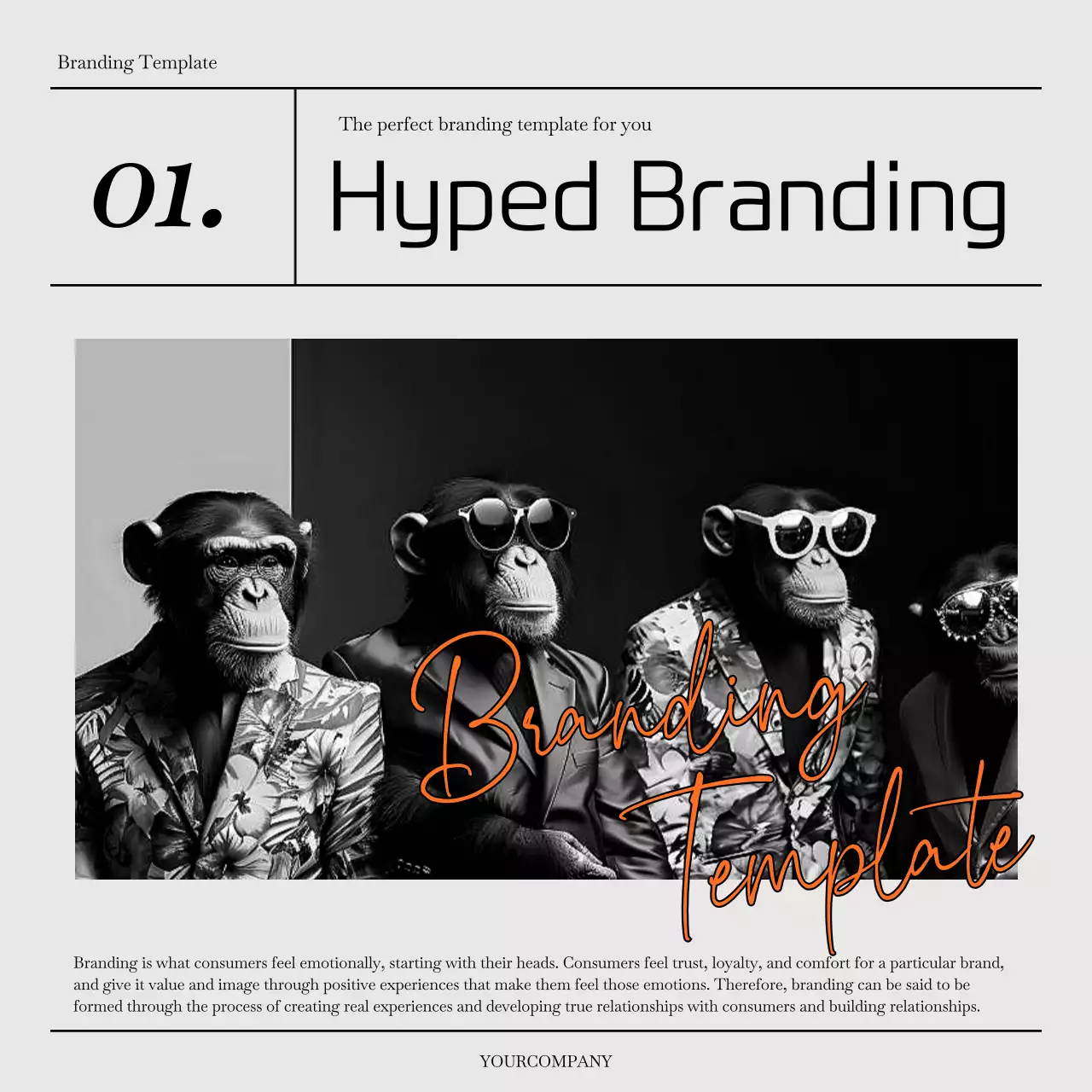 A simple gray and orange brand brief