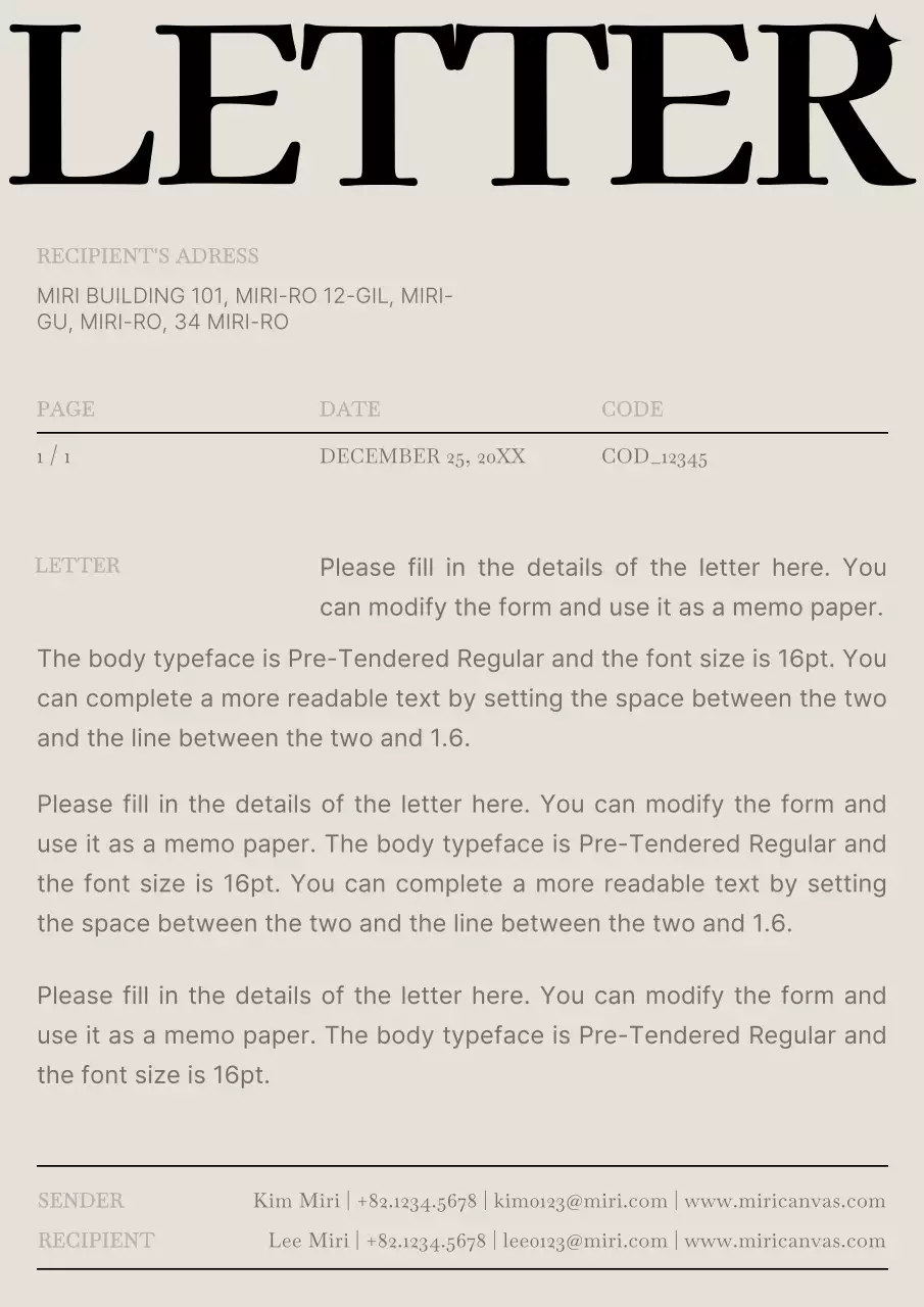 ベージュ シンプル ビジネス 手紙 文書フォーム