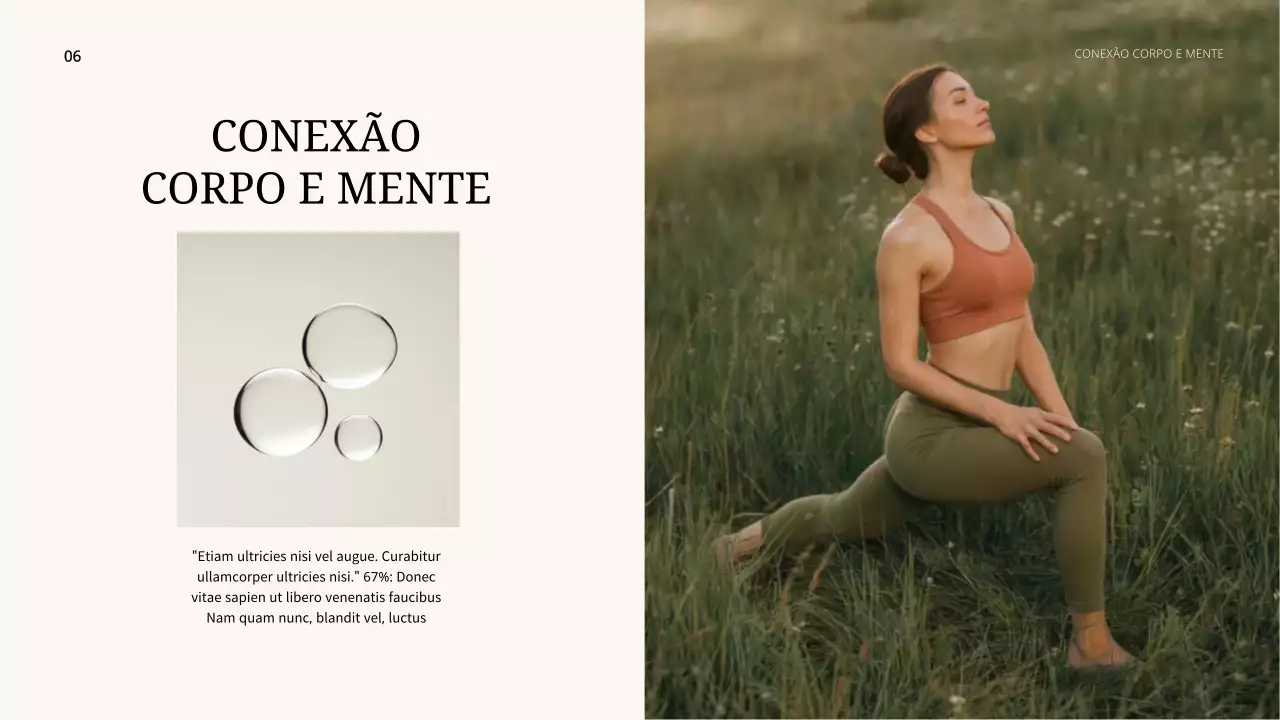 Apresentação da palestra sobre bem-estar moderno em tons de bege