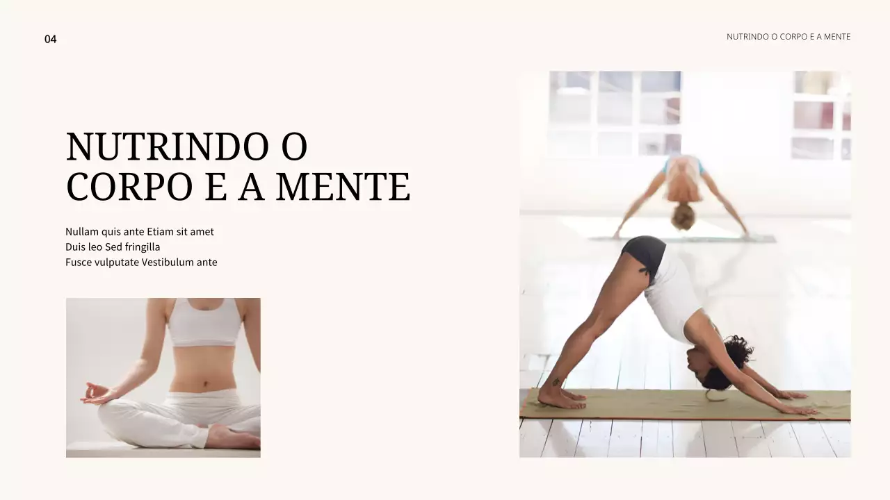 Apresentação da palestra sobre bem-estar moderno em tons de bege
