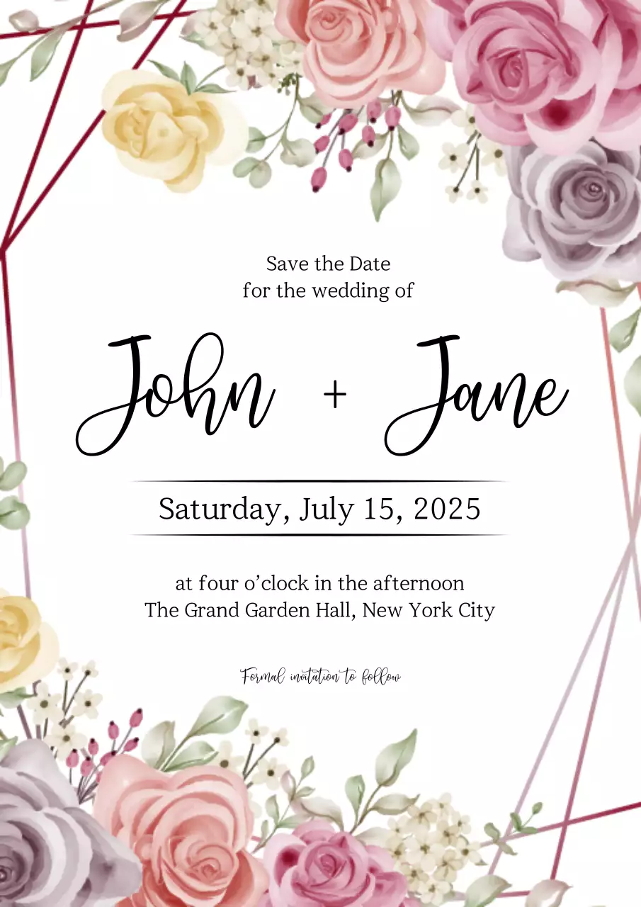 Elegant Pastel Vintage Wedding Invitation