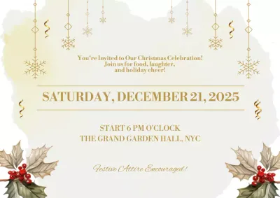 Elegant Gold and Beige Christmas Celebration Invitation