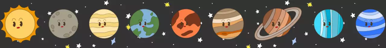 검정 아기자기한 태양계 행성 우주 다꾸