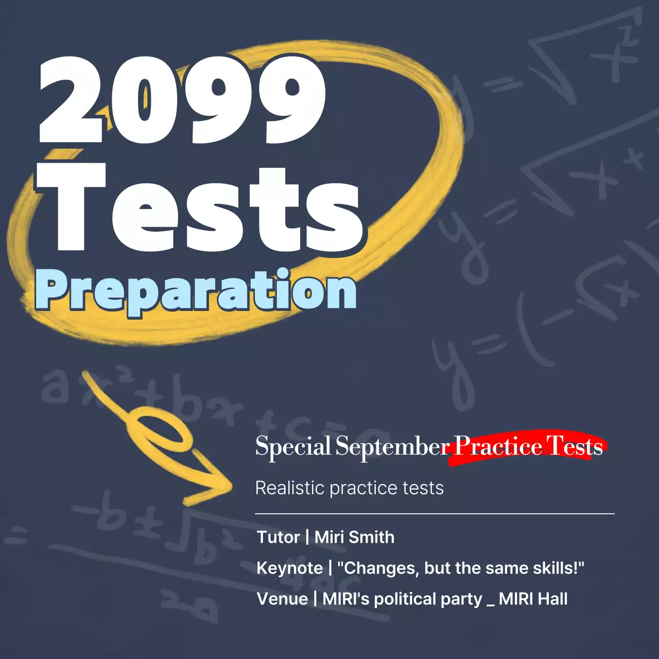 네이비 모던 테스트 준비 광고 소셜 미디어 게시물