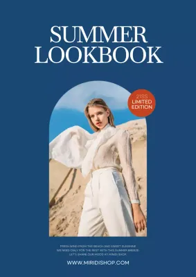 Simple and sophisticated summer lookbook theme with blue and brown accents