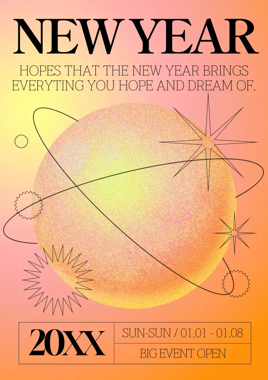 Orange Abstract New Year Event Poster