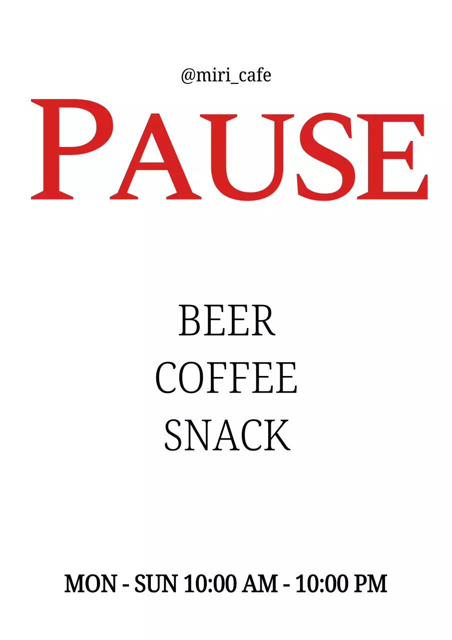 赤 シンプル カフェ 営業時間 テキスト