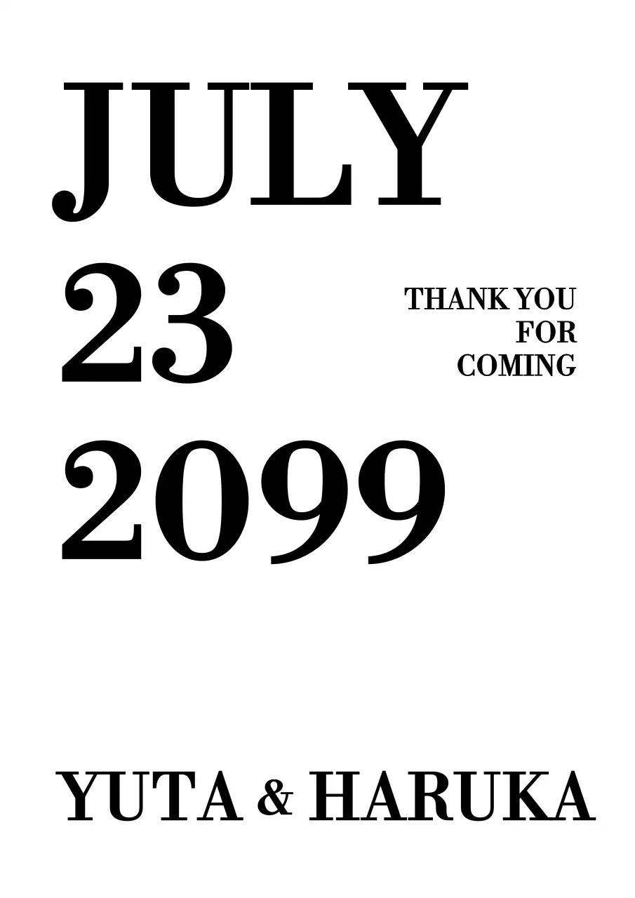 白黒 シンプル 結婚式 招待状 日付切り文字シール