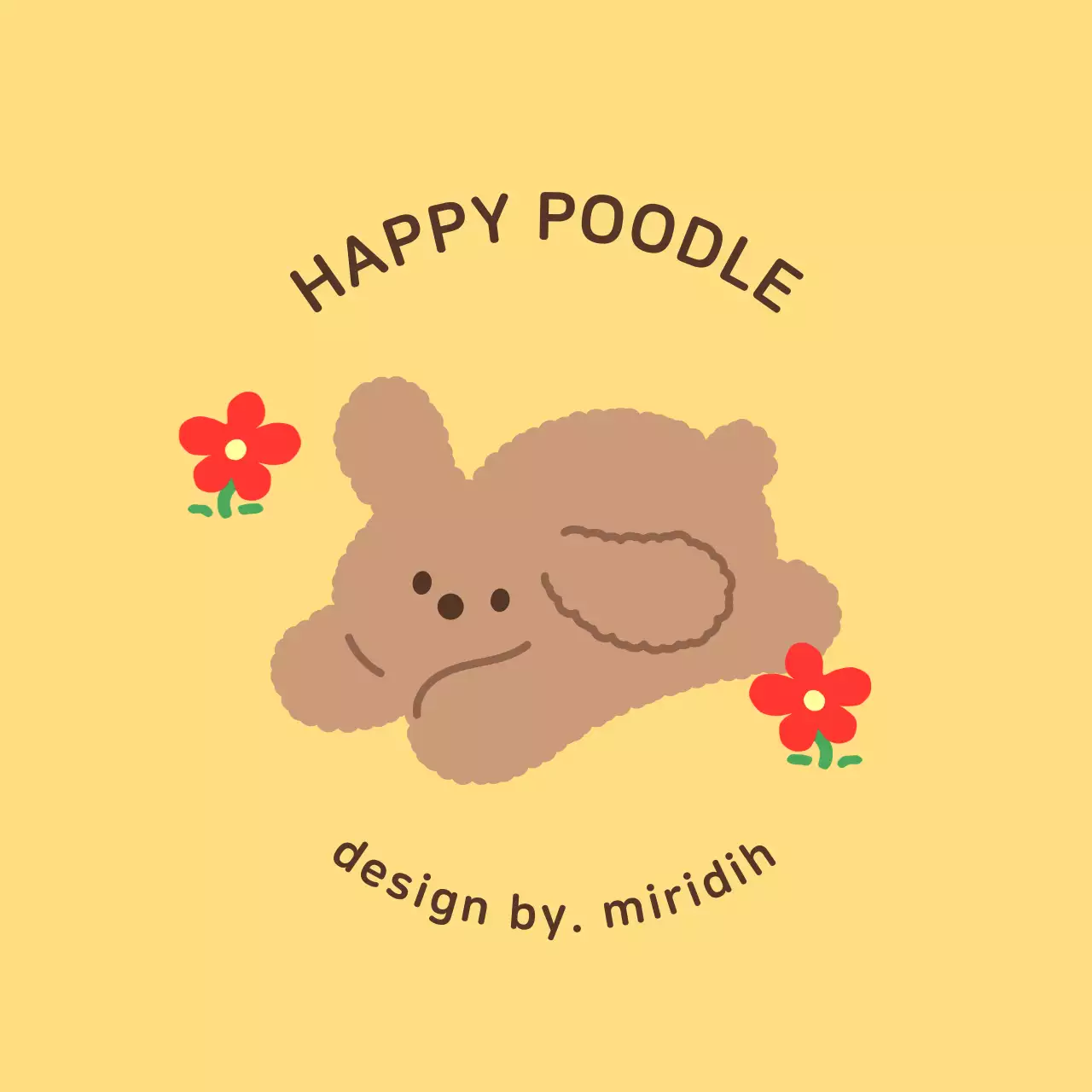 강아지 일러스트와 꽃이 있는 귀여운 컨셉의 개인 굿즈
