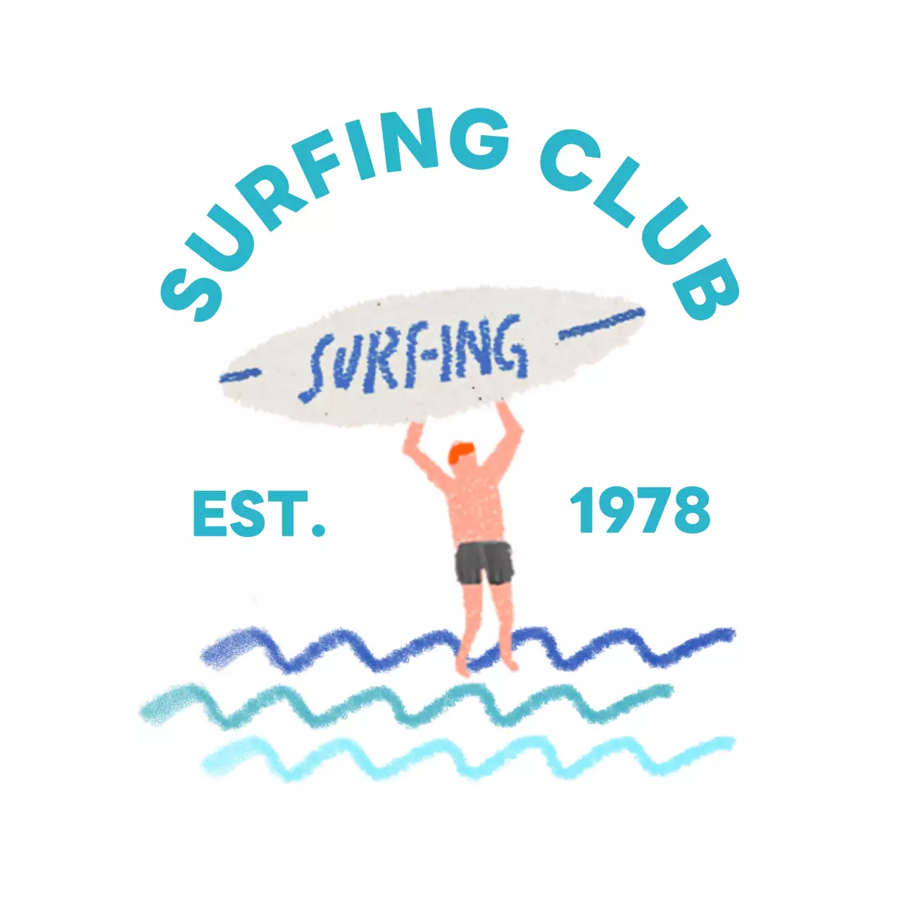 드로잉 손그림이 있는 심플한 컨셉의 서핑 클럽