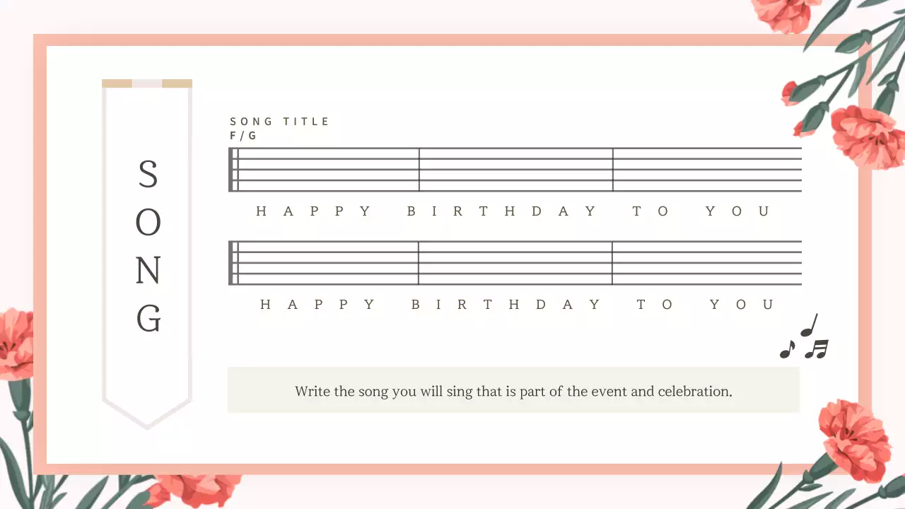 산호색 우아한 생일 초대장 프레젠테이션