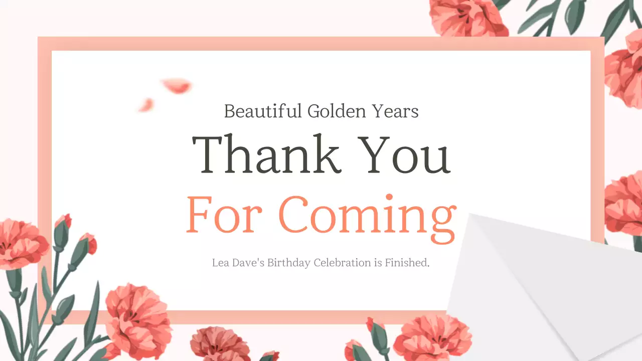 산호색 우아한 생일 초대장 프레젠테이션