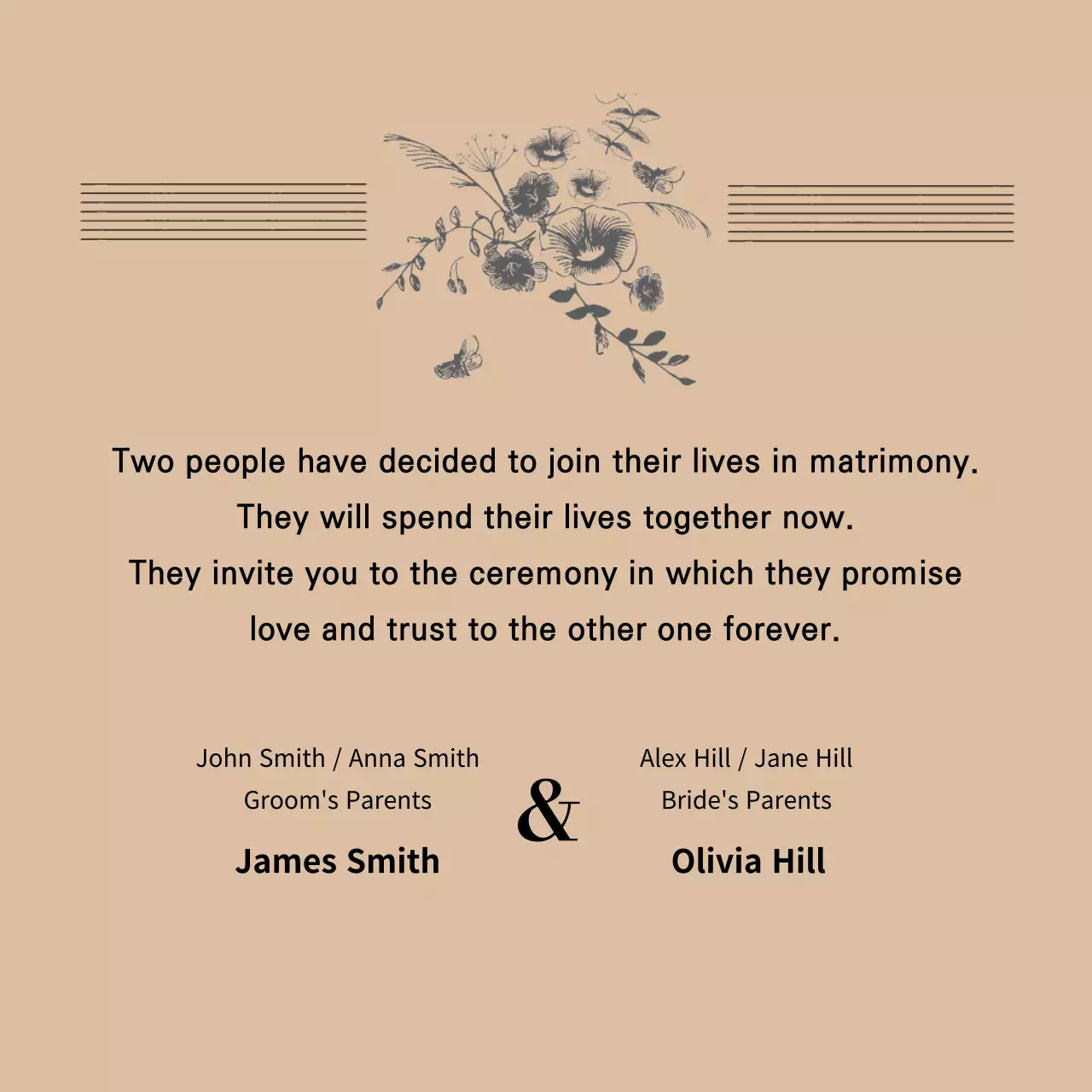 Coral Elegant Wedding Invitation Instagram Carousel