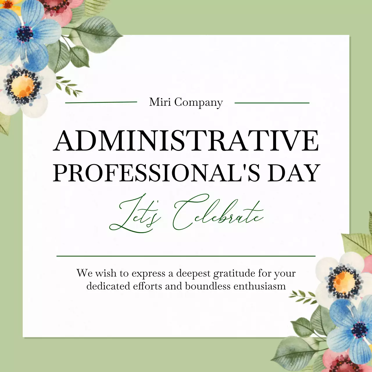 Green Elegant Celebration Invitation Social Media Post