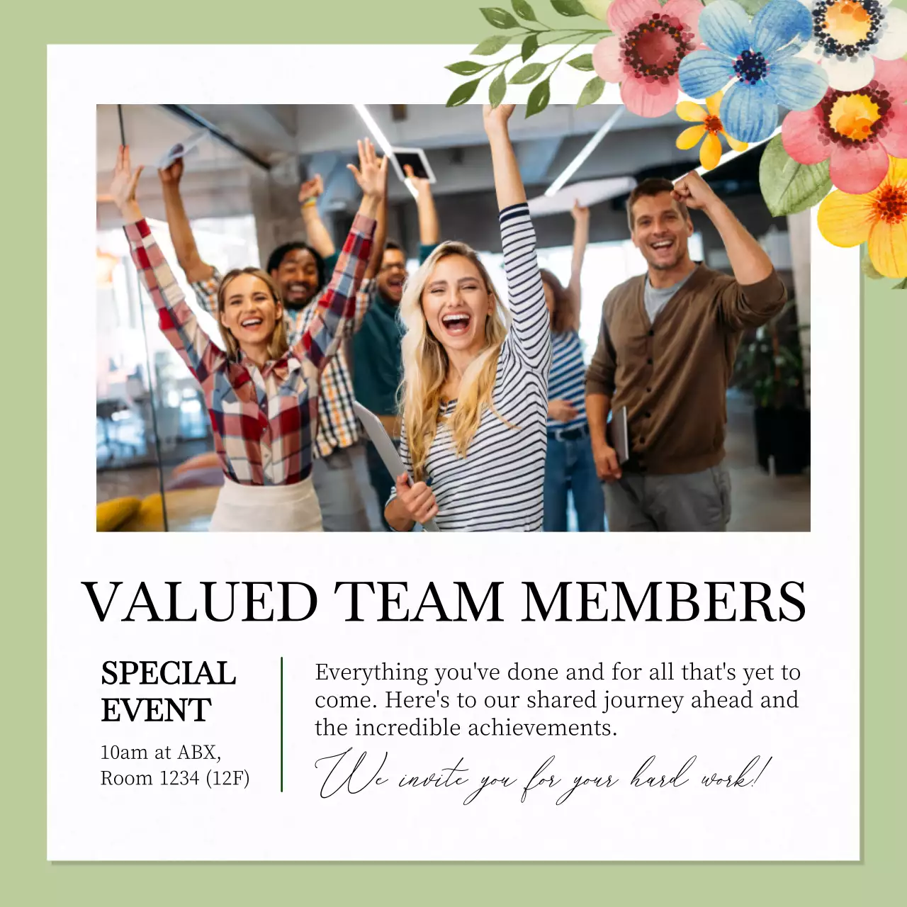 Green Elegant Celebration Invitation Social Media Post