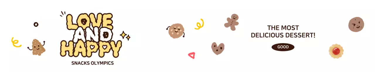 쿠키와 귀여운 컨셉의 텍스트가 있는 행사 굿즈