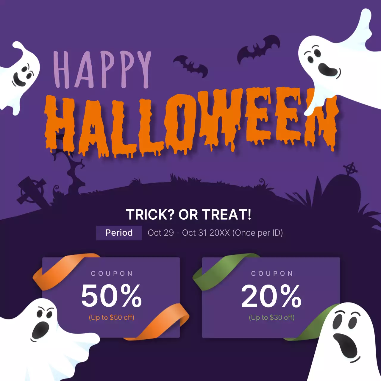 Purple Retro Halloween Promotion Instagram Post
