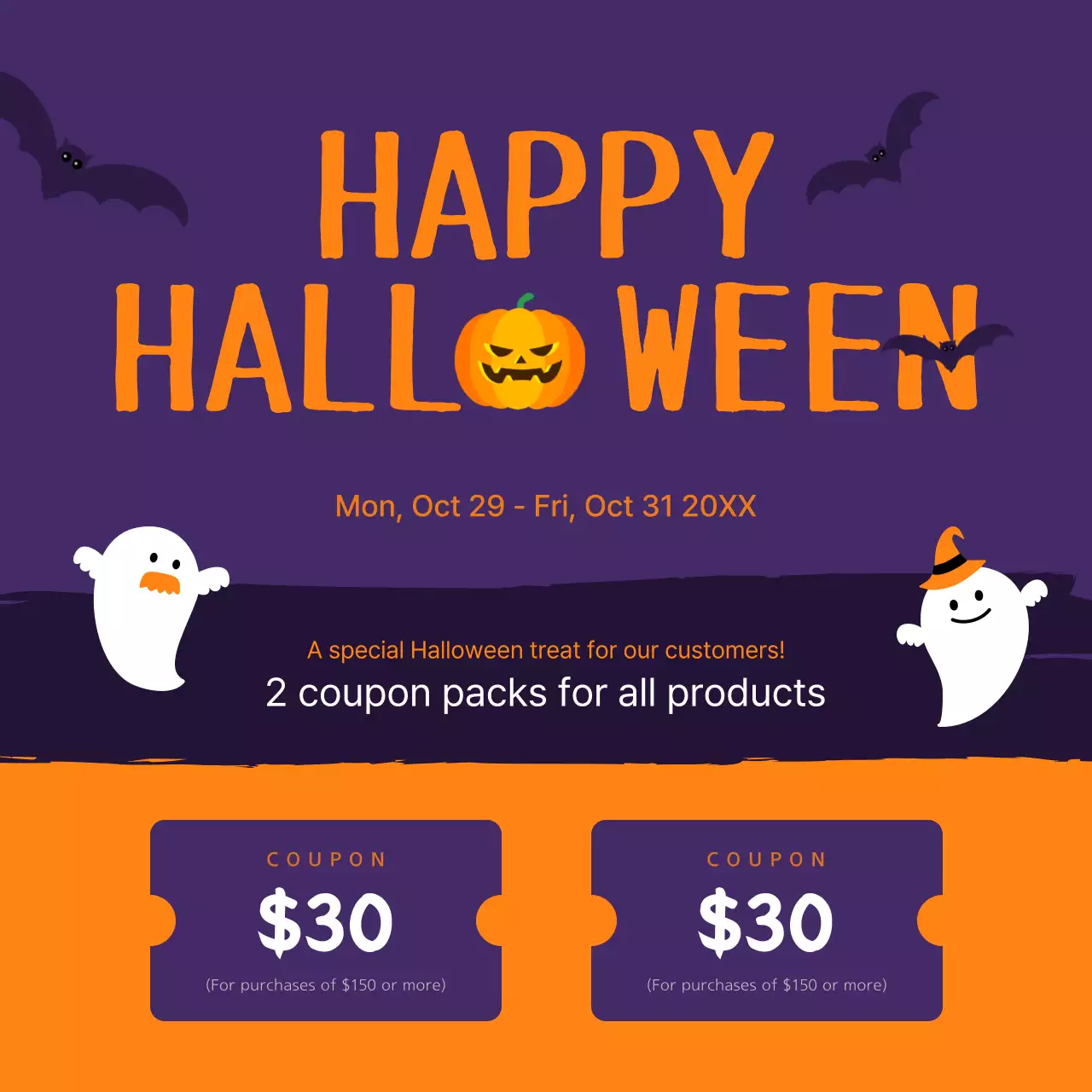 Purple Retro Halloween Promotion Instagram Post