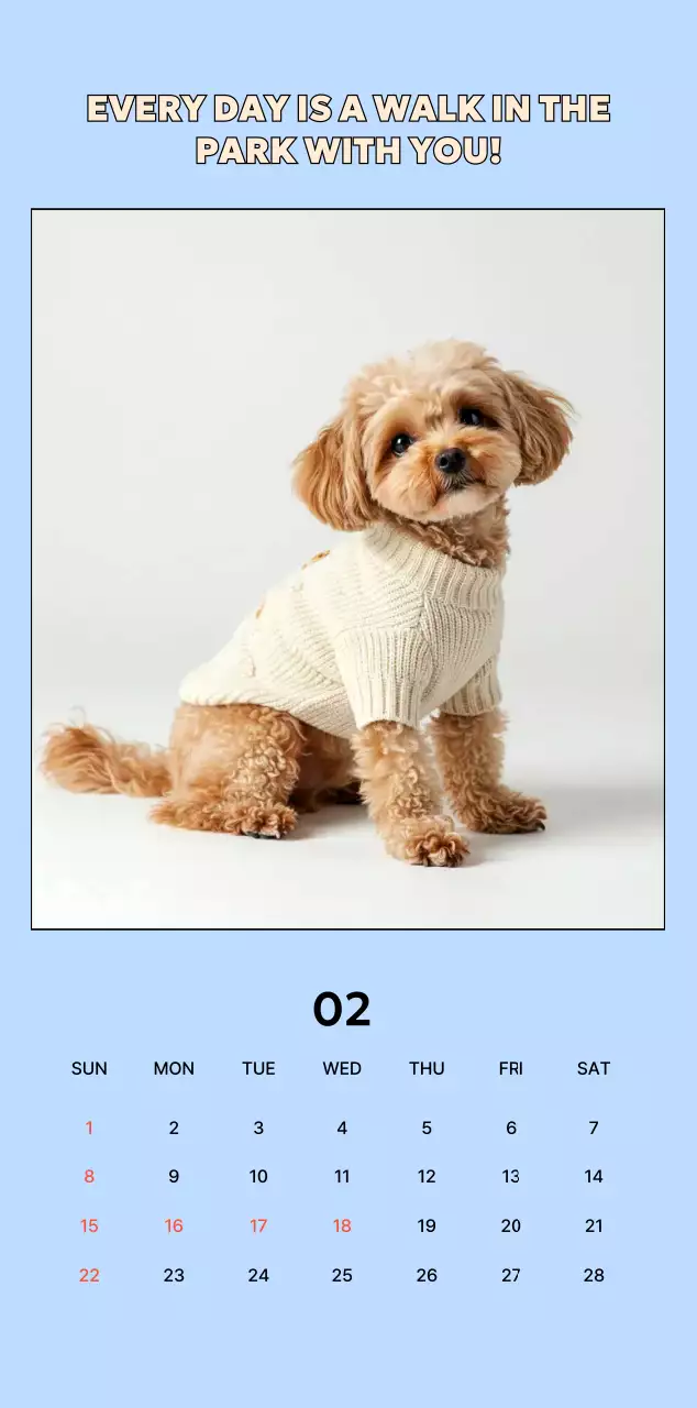 베이지 아기자기한 반려동물 캘린더