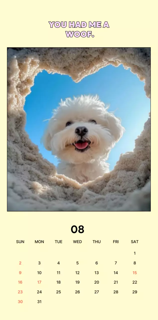 베이지 아기자기한 반려동물 캘린더