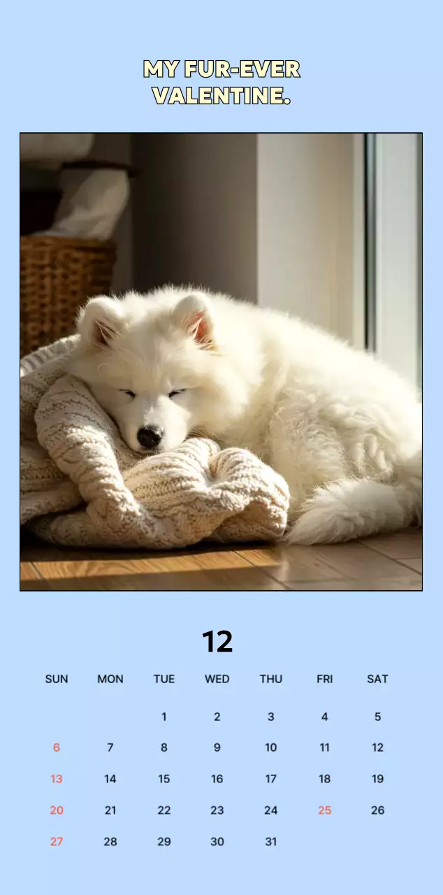 베이지 아기자기한 반려동물 캘린더