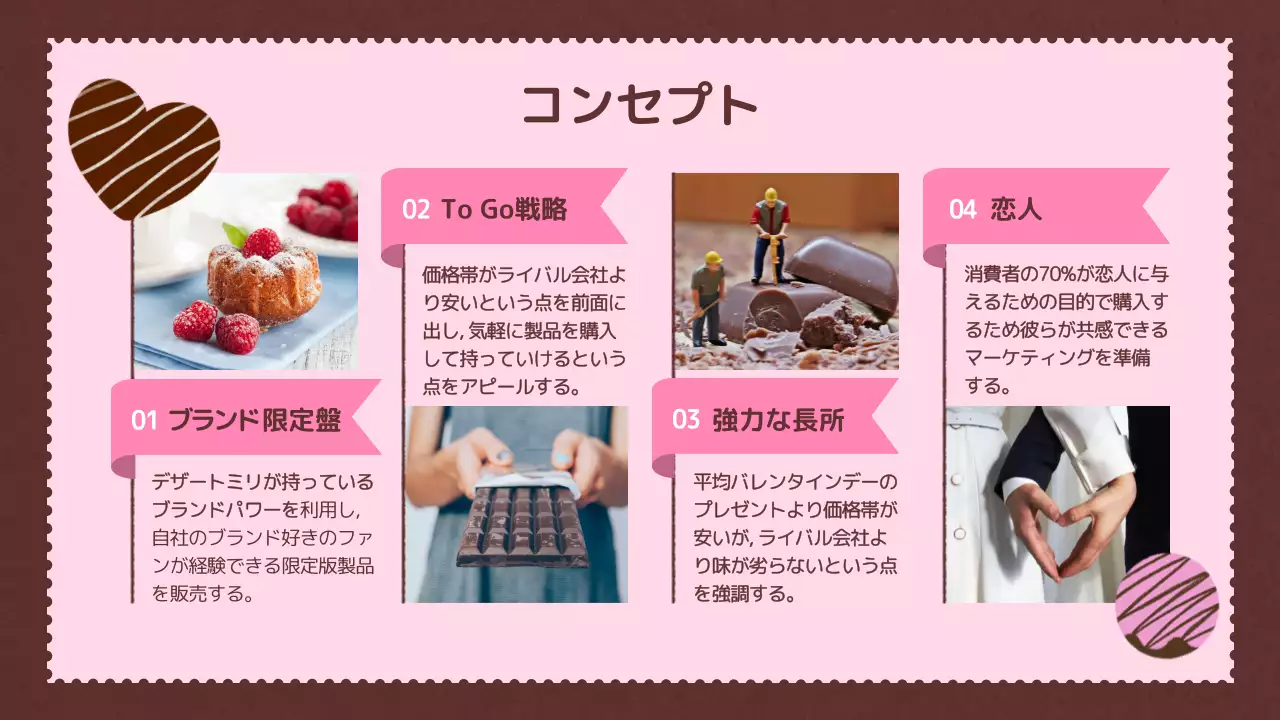 ピンク かわいい バレンタイン 企画書 プレゼンテーション