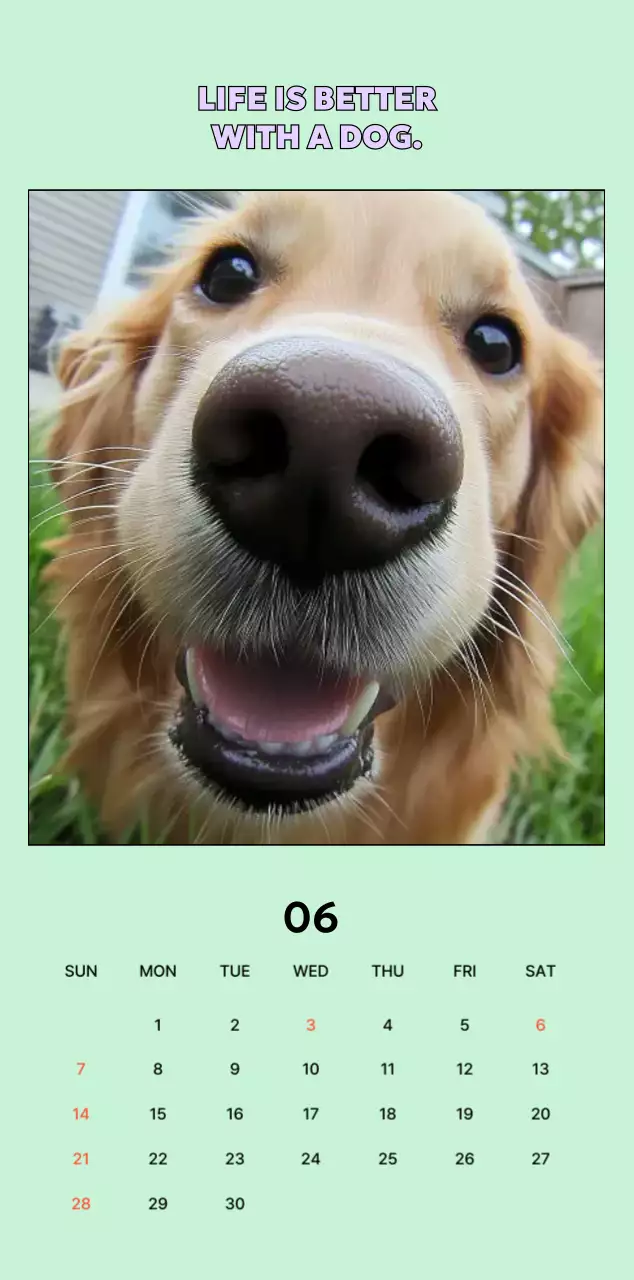 베이지 아기자기한 반려동물 캘린더
