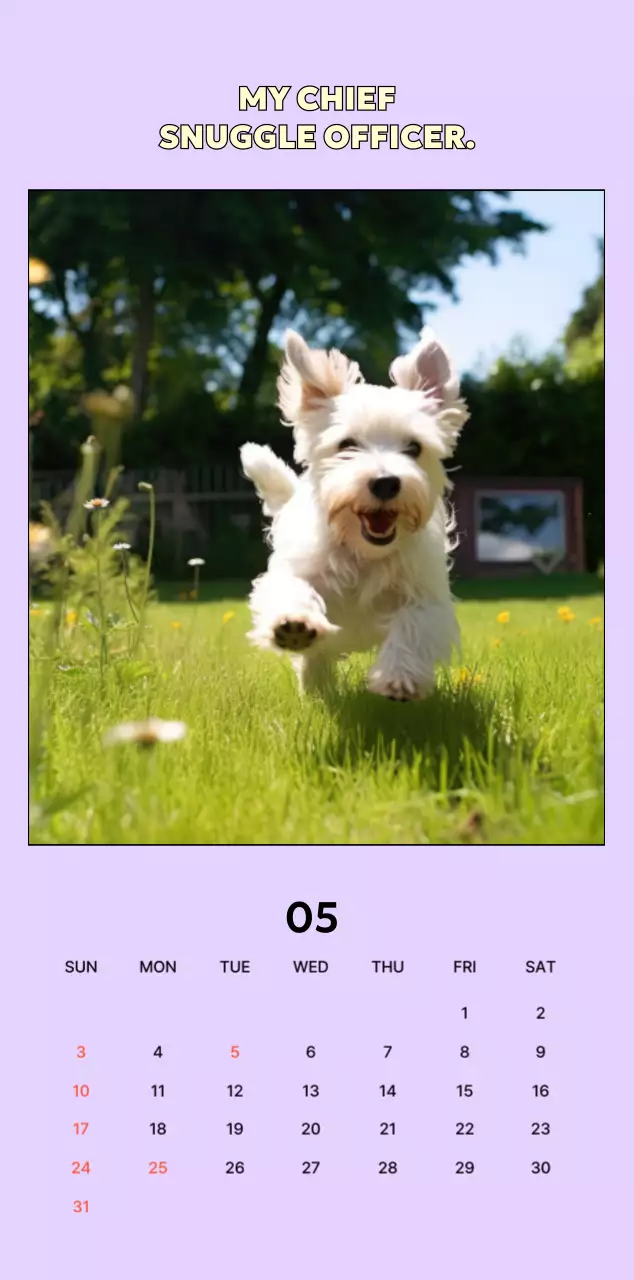 베이지 아기자기한 반려동물 캘린더