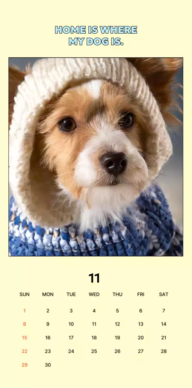 베이지 아기자기한 반려동물 캘린더