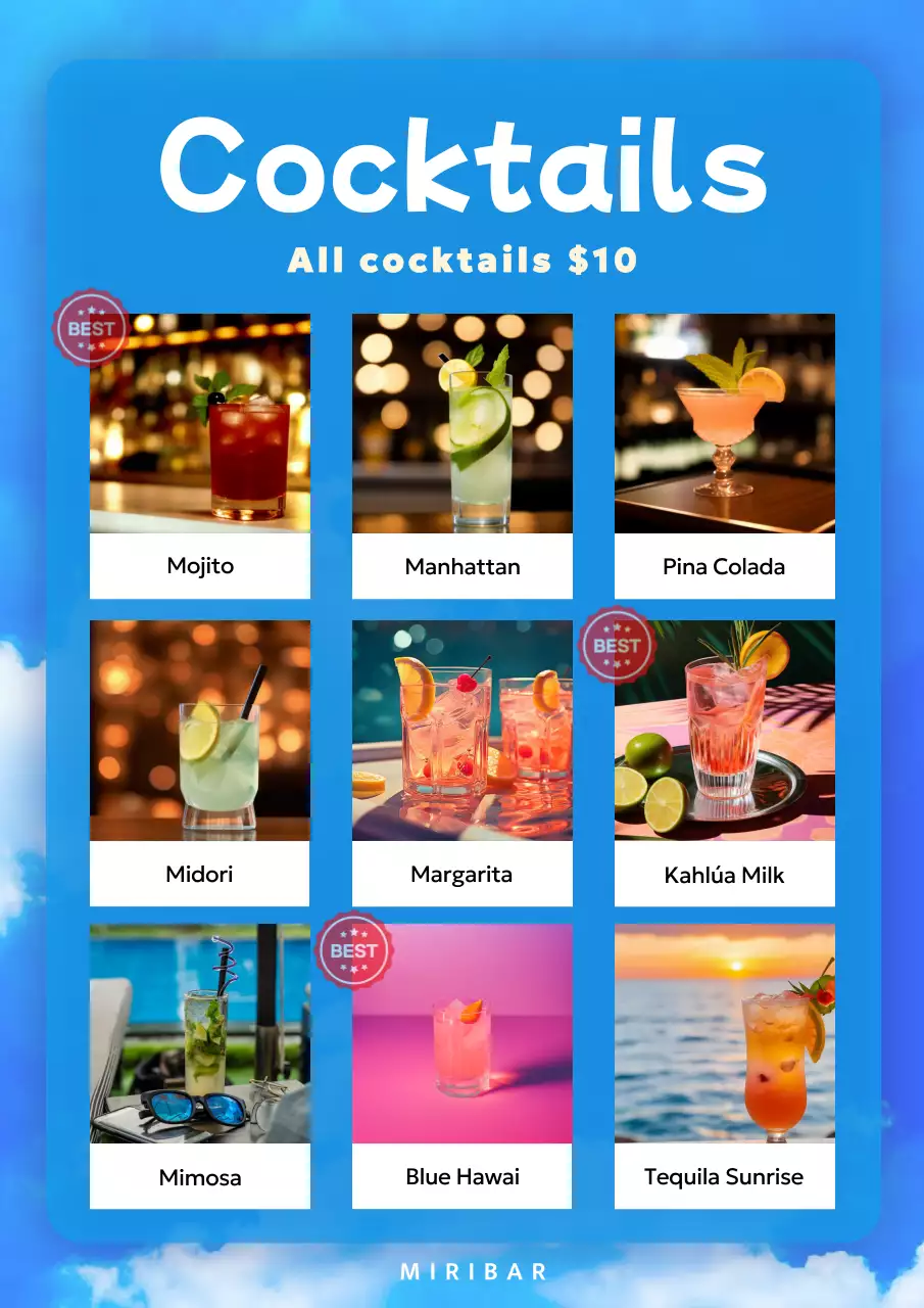 Blue Modern Restaurant Menu