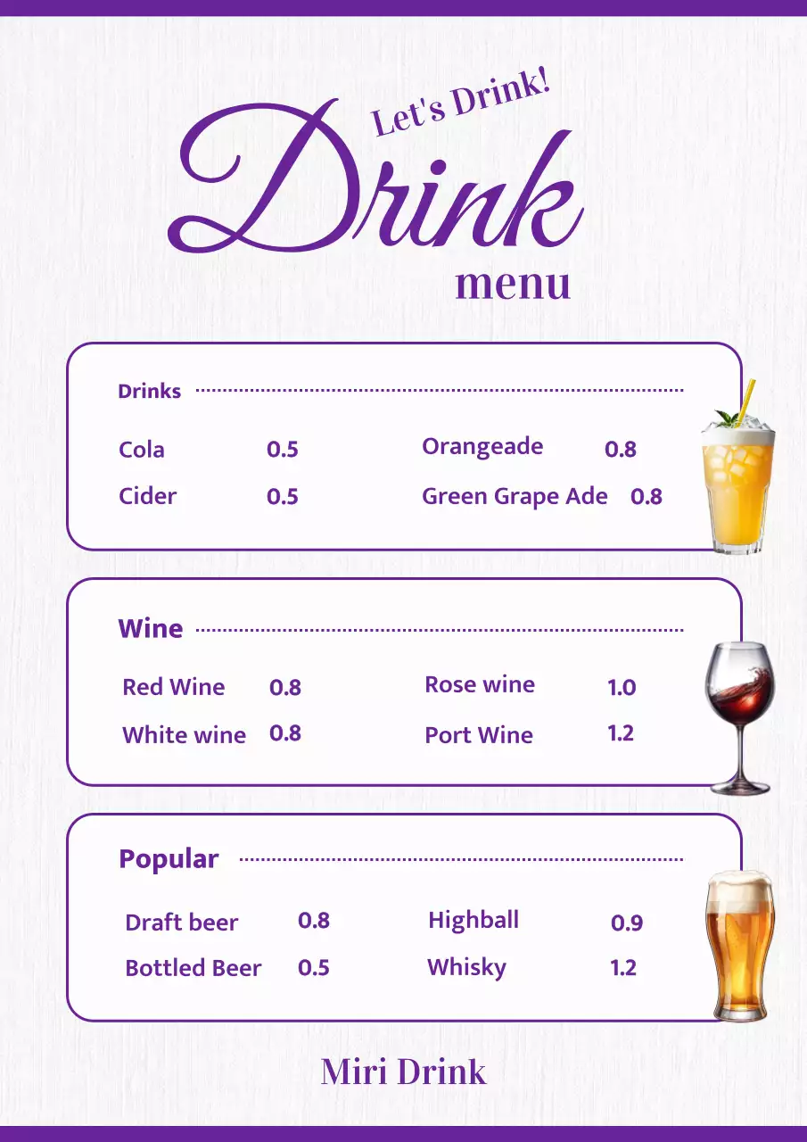 Blue Modern Restaurant Menu