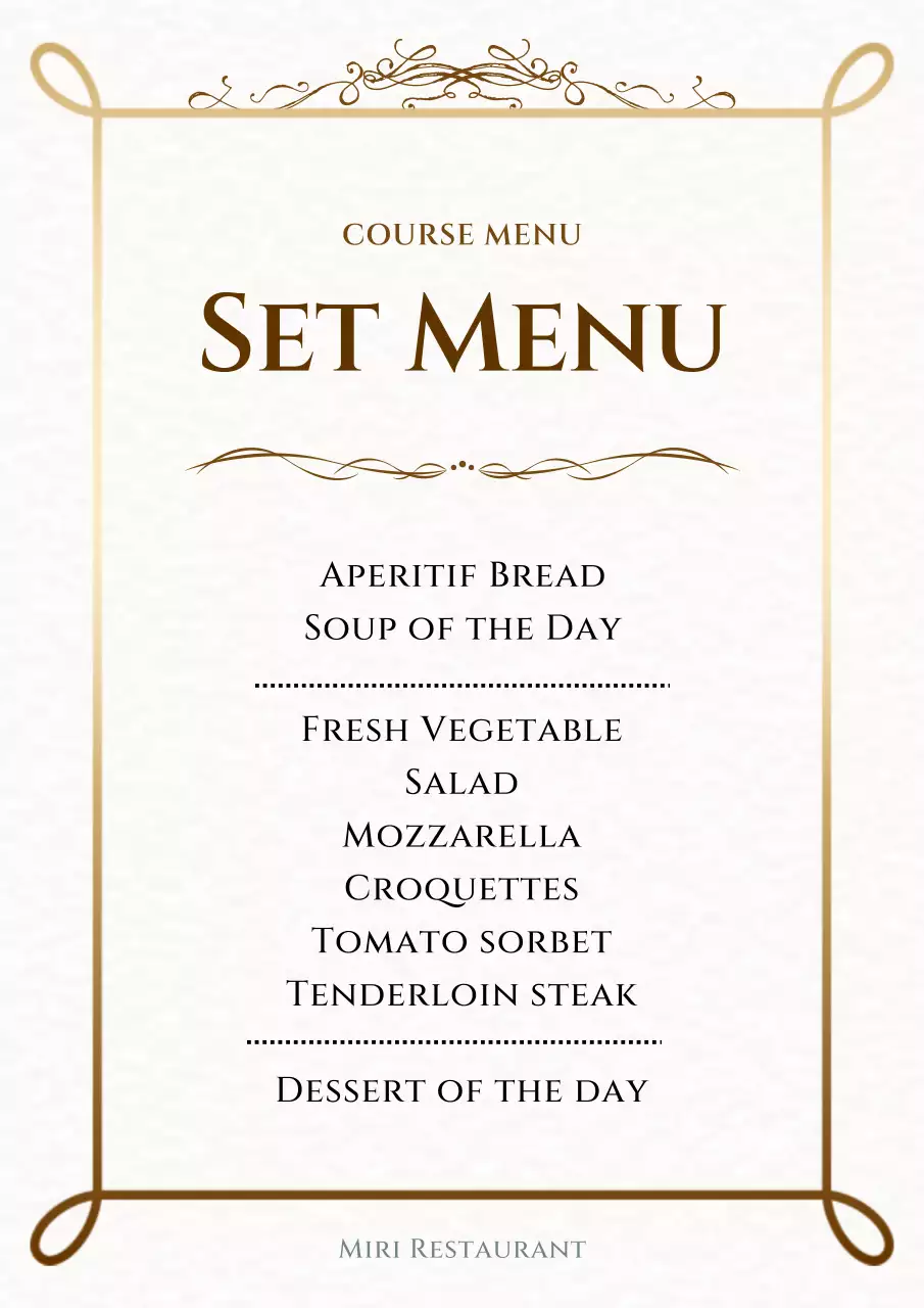 Blue Modern Restaurant Menu