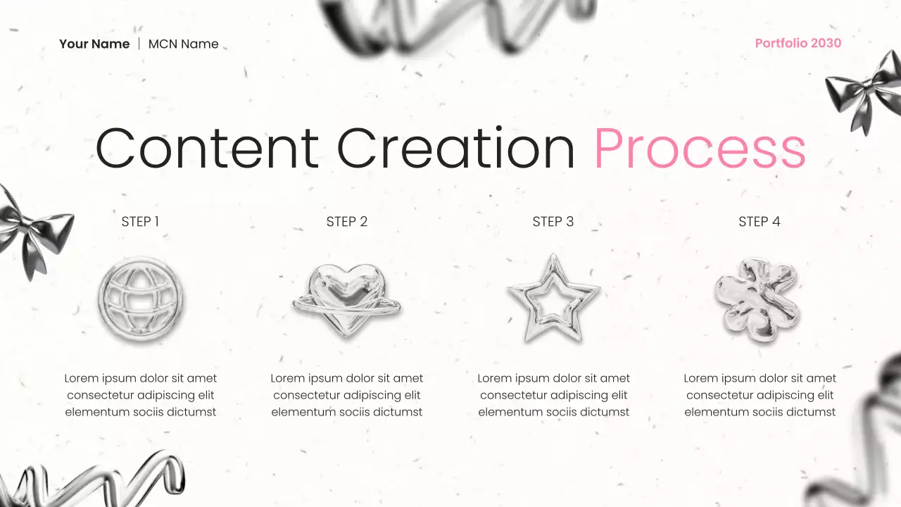 Apresentação do Portfólio do Criador de Conteúdo Moderno em Preto e Rosa