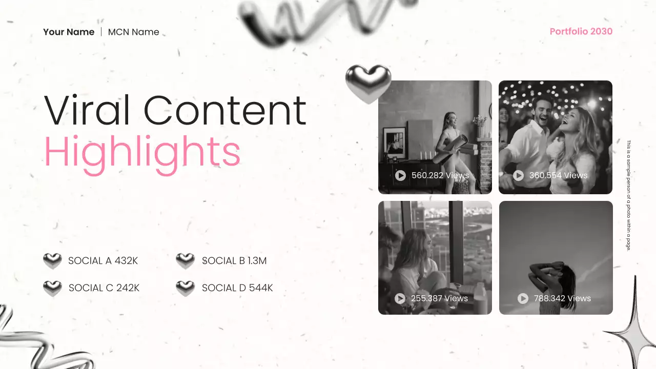 Apresentação do Portfólio do Criador de Conteúdo Moderno em Preto e Rosa