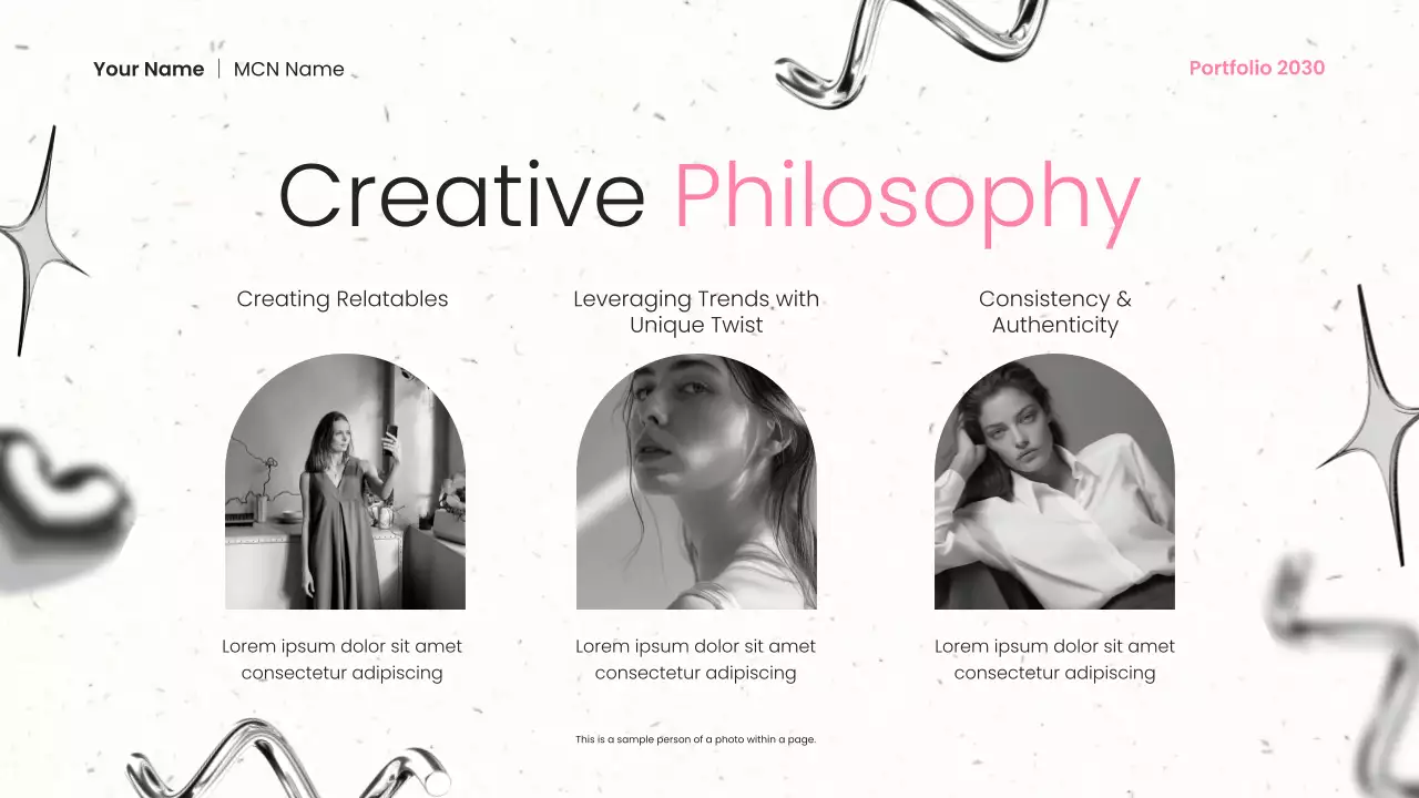 Apresentação do Portfólio do Criador de Conteúdo Moderno em Preto e Rosa