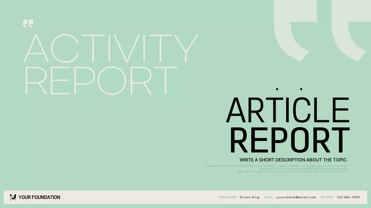 Mint Minimalist Foundation Report Presentation