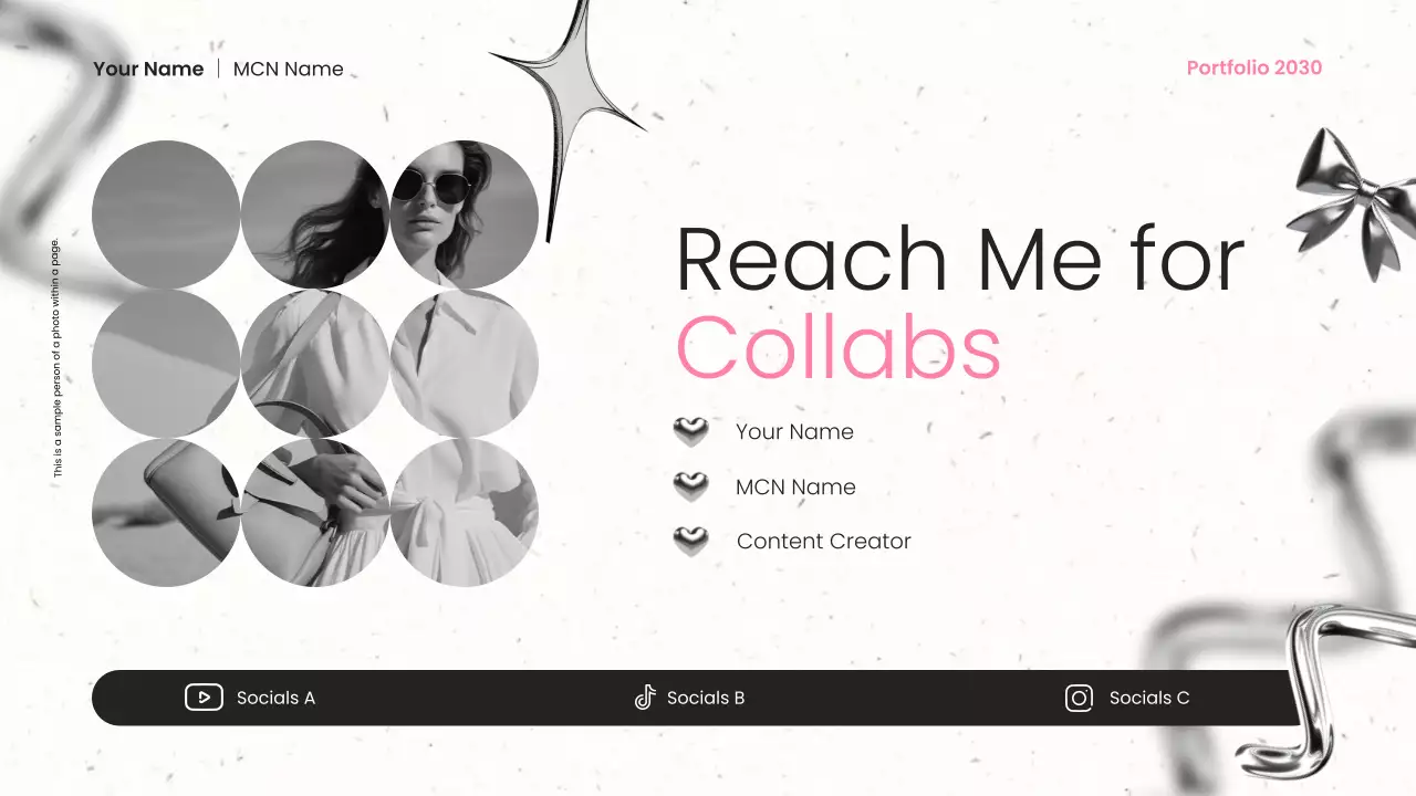 Apresentação do Portfólio do Criador de Conteúdo Moderno em Preto e Rosa