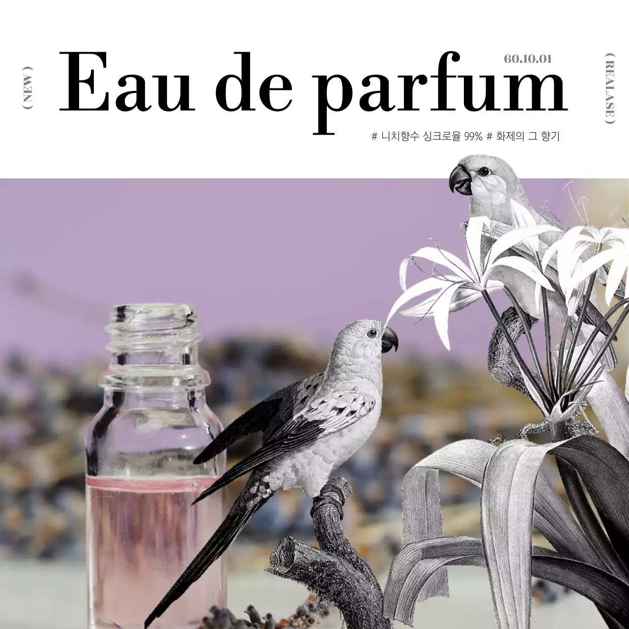 연보라색의 고급스러운 향수 광고