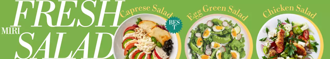 과감하고 리듬감이 느껴지는 폰트 레이아웃과 샐러드 사진으로 표현한 브런치 양식 메뉴