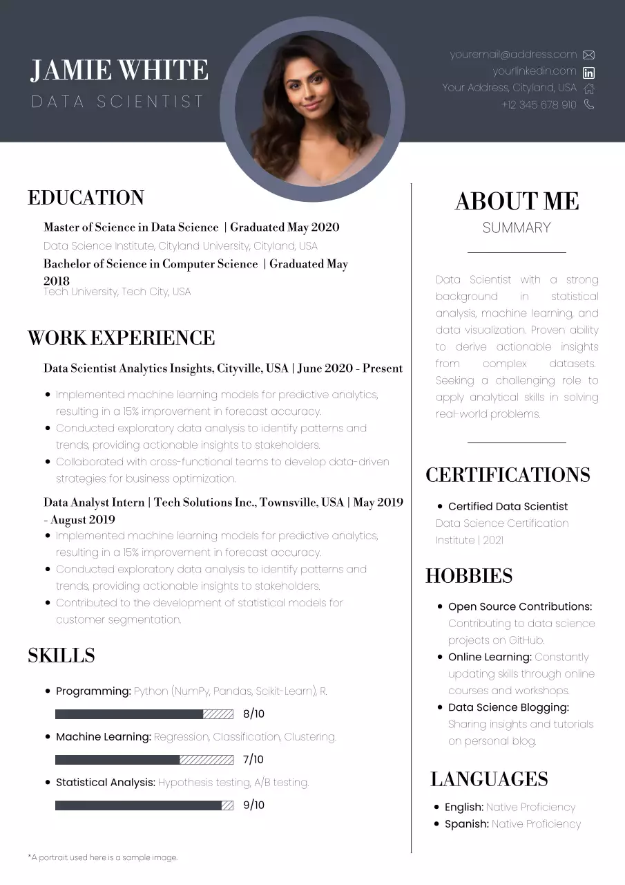 Grey and White Modern Data Scientist Resume