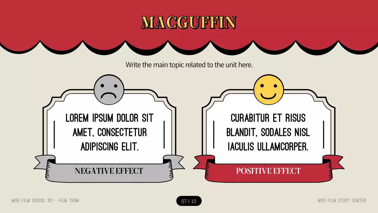 Introduction to movie terminology in the red and yellow theater concept