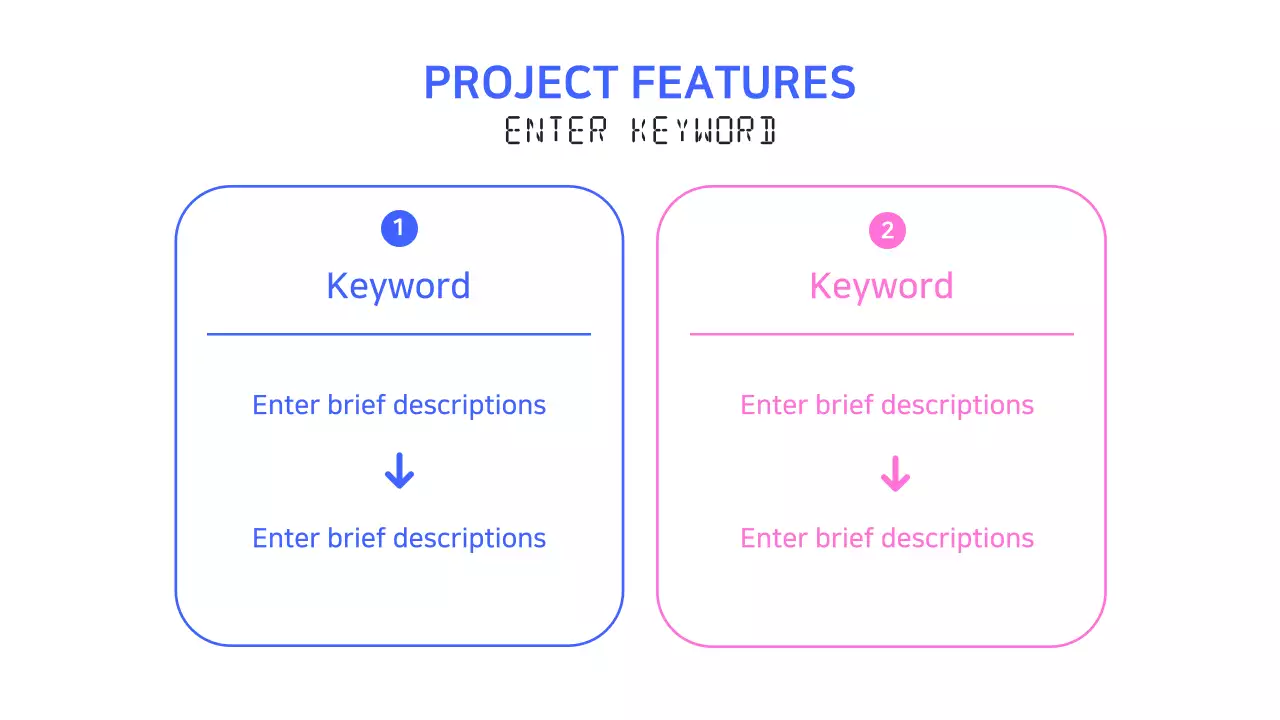 A simple blue and pink web development project brief