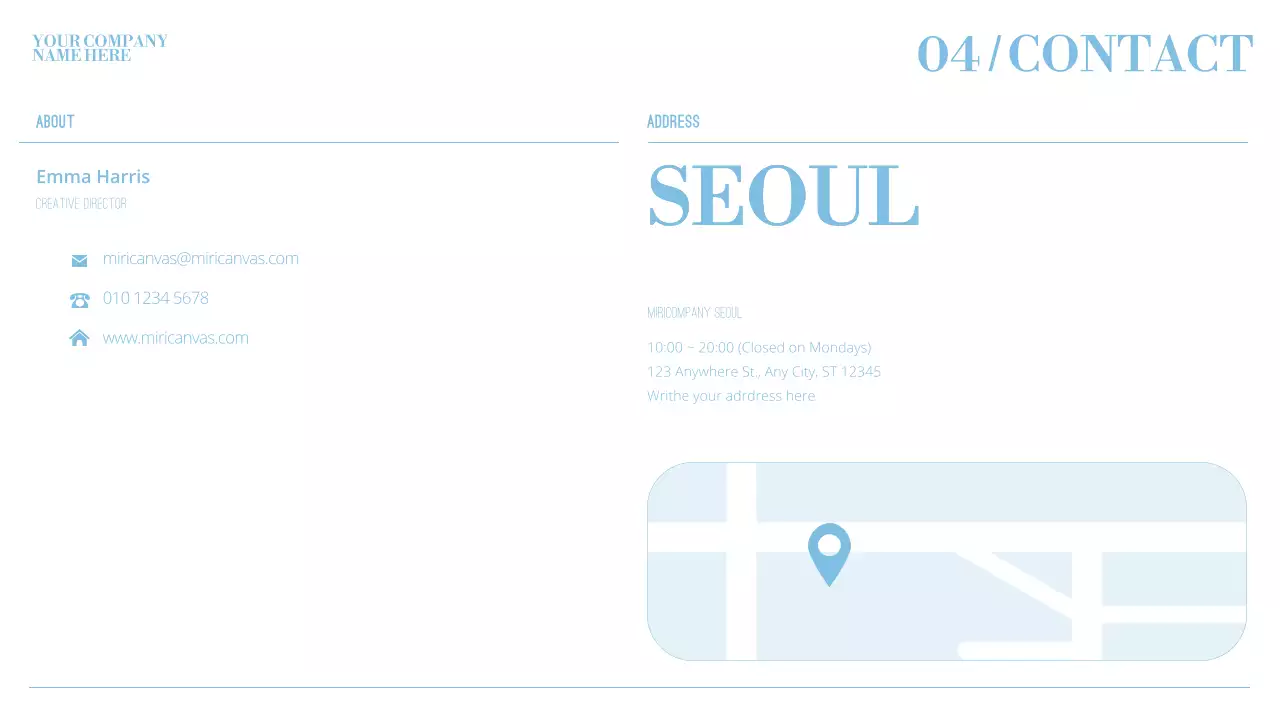 화이트와 하늘색의 모션효과가 들어간 심플 깔끔한 비즈니스 브랜드 소개